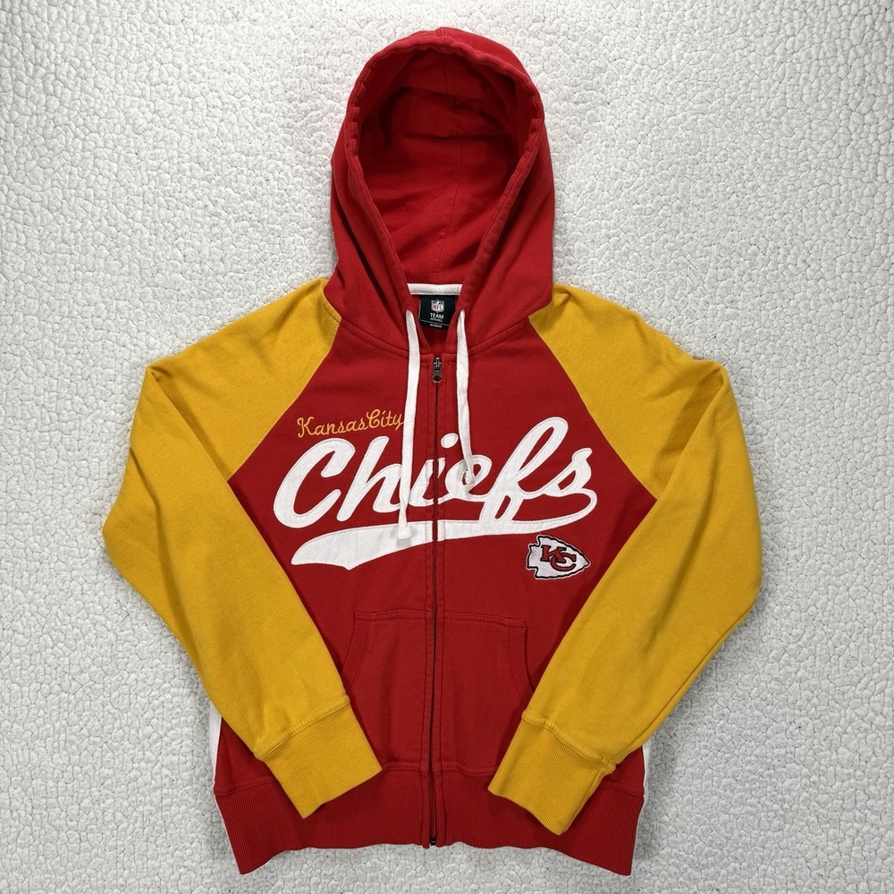 Kansas City Chiefs Hoodie Women's‎ M Red Yellow Full Zip NFL Football Cozy